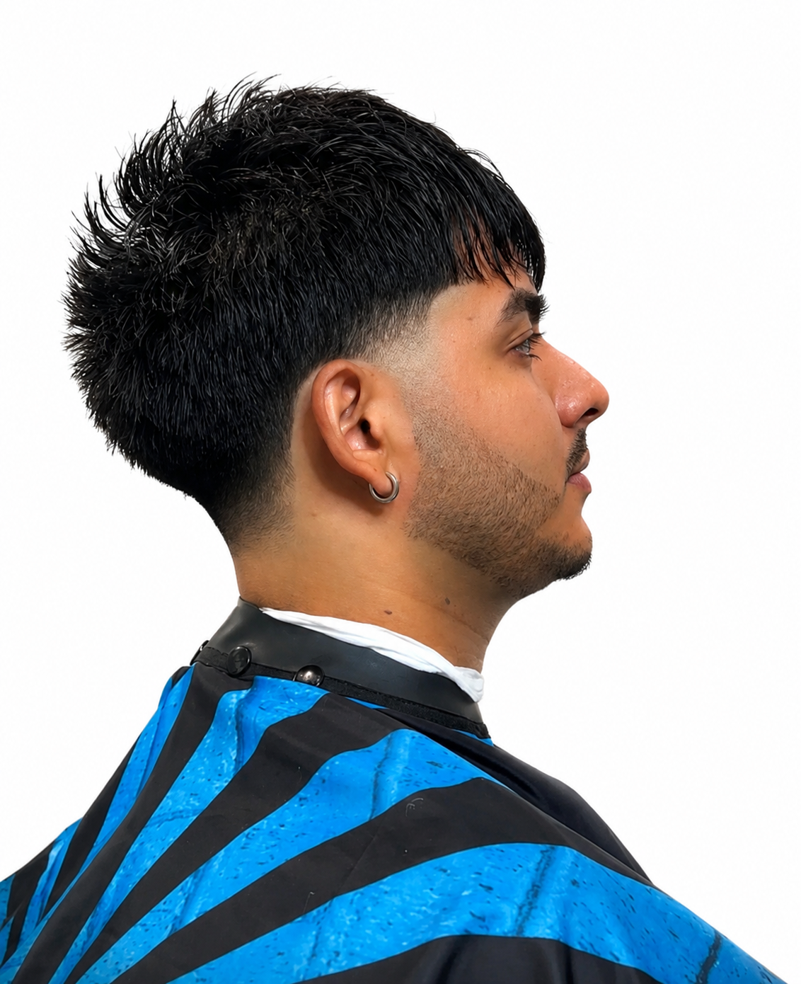 Spiky textured top with taper fade — side profile